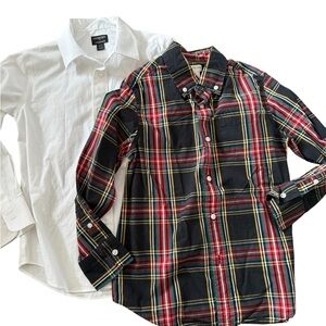 Crewcuts White and Plaid Button Down Shirt Set
